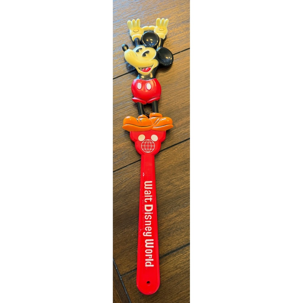 Vintage Walt Disney World Mickey Mouse Back Scratcher Red Plastic Souvenir 15.5"